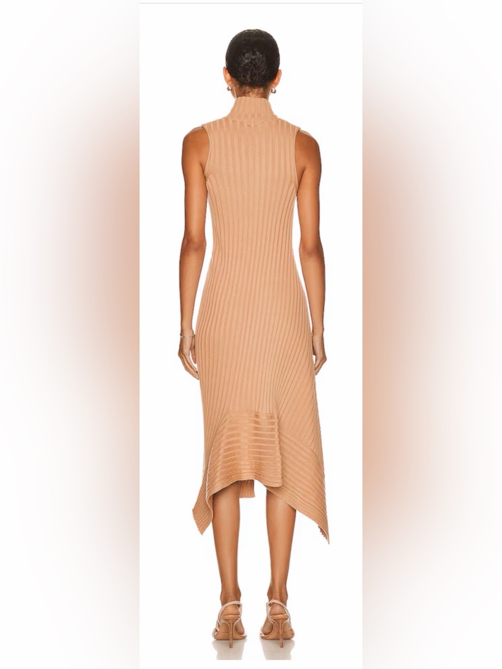 Stella McCartney Sleeveless Ribbed Midi Dress in Camel Beige
